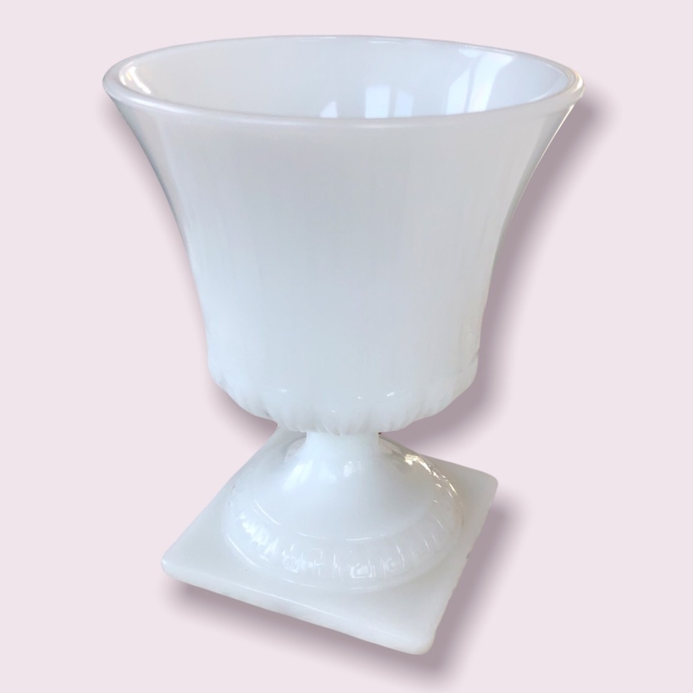 E.O Brody Co White Milk Glass Pedestal Vase